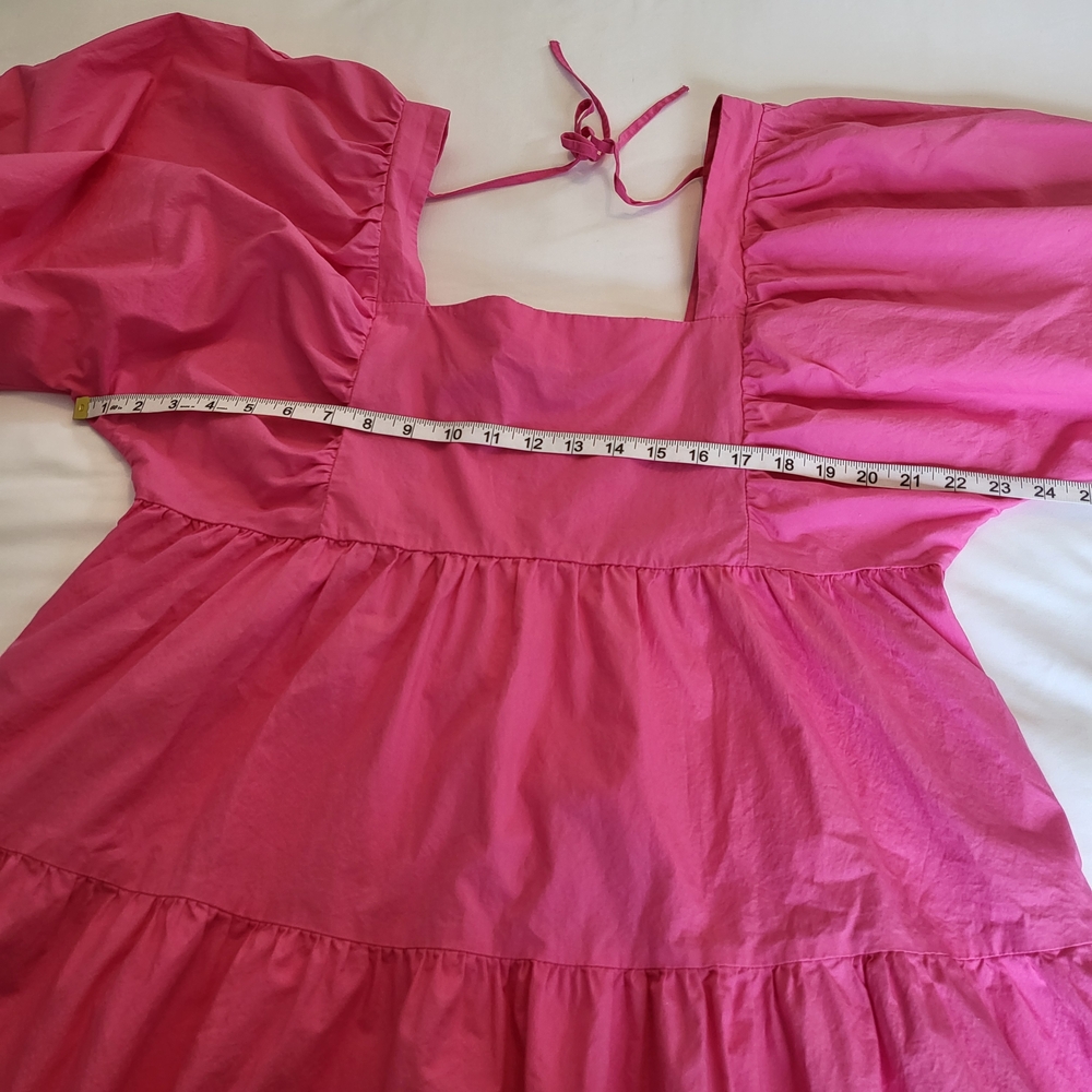 a new day Pink Tiered Babydoll Dress Balloon Sleeves Size L - Picture 9 of 11